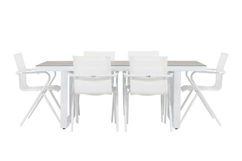 Merlo Spisegruppe 200 cm + 6 stk Alling Spisestole Hvid - Havemøbler - Udendørsgruppe - Havesæt