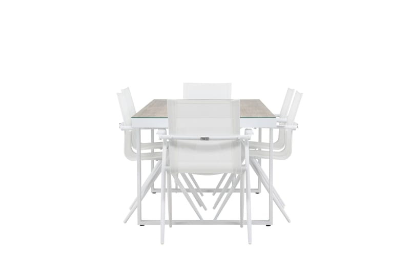 Merlo Spisegruppe 200 cm + 6 stk Alling Spisestole Hvid - Havemøbler - Udendørsgruppe - Havesæt