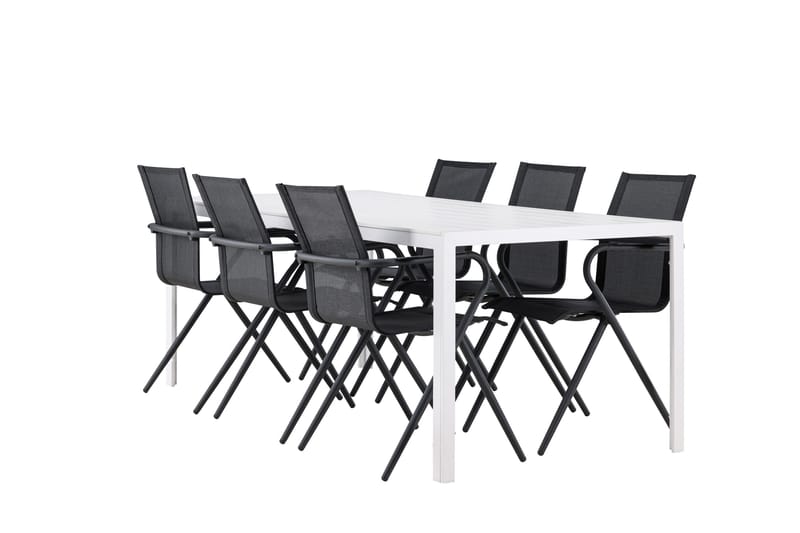 Break Spisegruppe 205 cm + 6 stk Alling Spisestole Sort/Hvid - Havemøbler - Udendørsgruppe - Havesæt