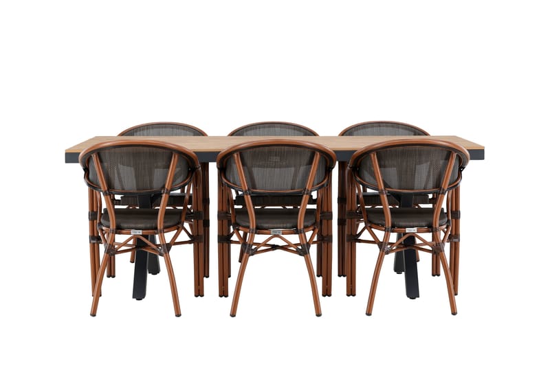 Garcia Spisegruppe 200 cm + 6 stk Vila Spisestole Sort - Havemøbler - Udendørsgruppe - Havesæt