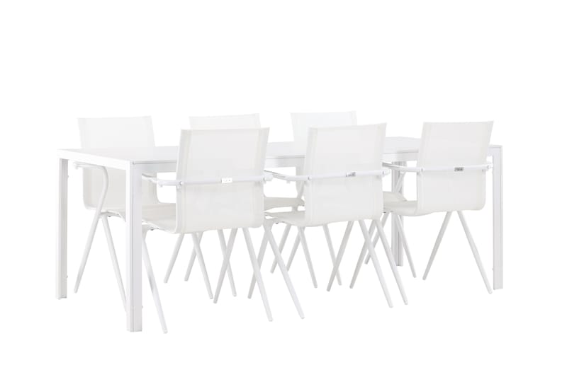 Break Spisegruppe 205 cm + 6 stk Alling Spisestole Hvid - Havemøbler - Udendørsgruppe - Havesæt