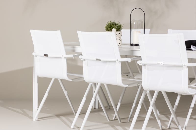 Break Spisegruppe 205 cm + 6 stk Alling Spisestole Hvid - Havemøbler - Udendørsgruppe - Havesæt