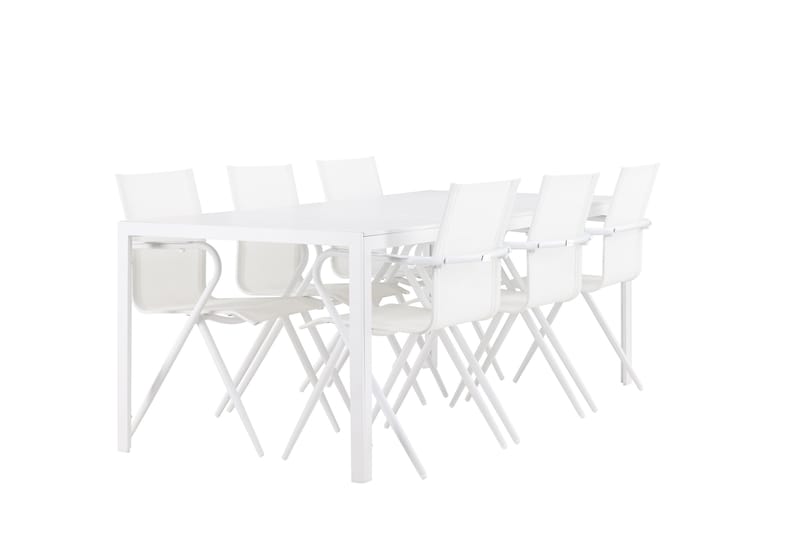 Break Spisegruppe 205 cm + 6 stk Alling Spisestole Hvid - Havemøbler - Udendørsgruppe - Havesæt
