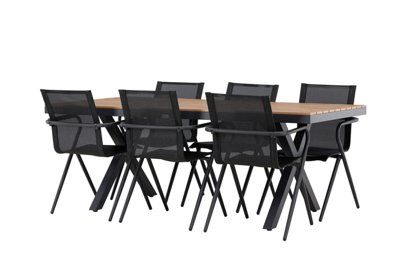 Garcia Spisegruppe 200 cm + 6 stk Alling Spisestole Sort, undefined