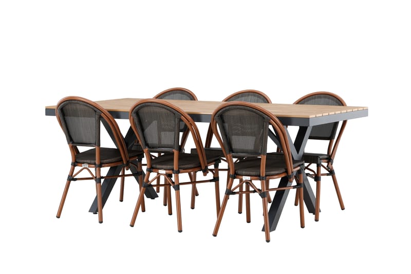 Garcia Spisegruppe 200 cm + 6 stk Guarda Spisestole Sort, undefined