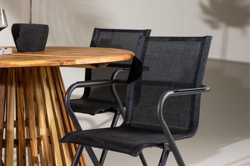 Lumpur Spisegruppe Rund 120 cm + 4 stk Alling Spisestole Sort - Havemøbler - Udendørsgruppe - Havesæt