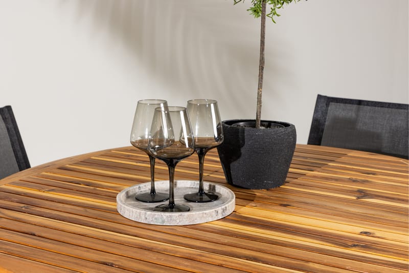 Lumpur Spisegruppe Rund 120 cm + 4 stk Alling Spisestole Sort - Havemøbler - Udendørsgruppe - Havesæt