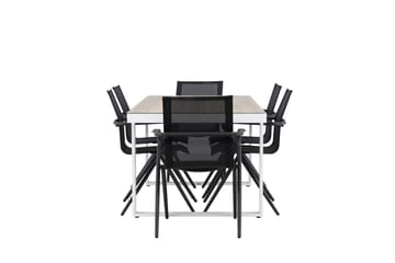 Merlo Spisegruppe 200 cm + 6 stk Alling Spisestole Sort/Hvid - Havemøbler - Udendørsgruppe - Havesæt