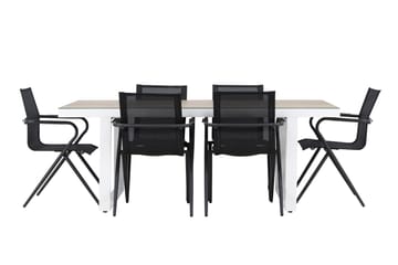 Merlo Spisegruppe 200 cm + 6 stk Alling Spisestole Sort/Hvid - Havemøbler - Udendørsgruppe - Havesæt