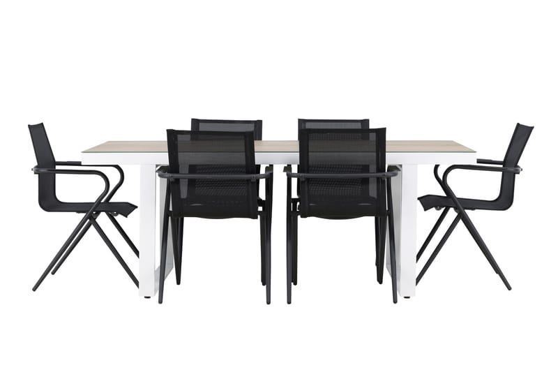 Merlo Spisegruppe 200 cm + 6 stk Alling Spisestole Sort/Hvid - Havemøbler - Udendørsgruppe - Havesæt