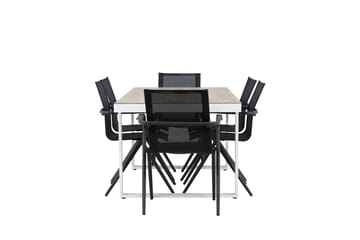 Merlo Spisegruppe 200 cm + 6 stk Alling Spisestole Sort/Hvid - Havemøbler - Udendørsgruppe - Havesæt