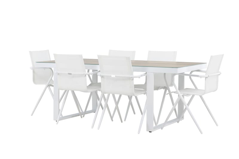 Merlo Spisegruppe 200 cm + 6 stk Alling Spisestole Hvid, undefined