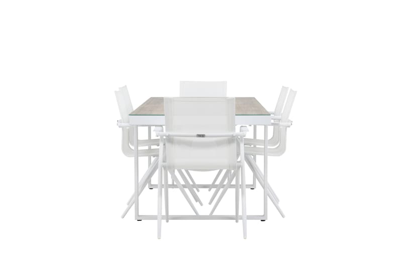 Merlo Spisegruppe 200 cm + 6 stk Alling Spisestole Hvid - Havemøbler - Udendørsgruppe - Havesæt