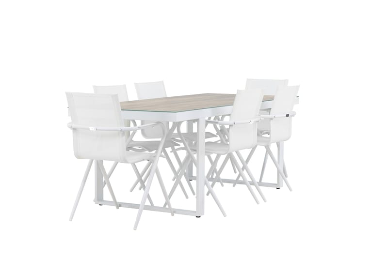 Merlo Spisegruppe 200 cm + 6 stk Alling Spisestole Hvid - Havemøbler - Udendørsgruppe - Havesæt