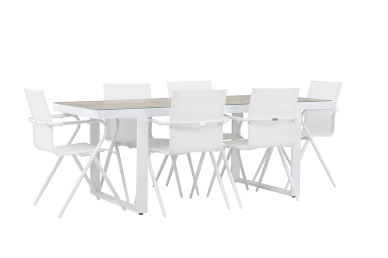 Merlo Spisegruppe 200 cm + 6 stk Alling Spisestole Hvid - Havemøbler - Udendørsgruppe - Havesæt