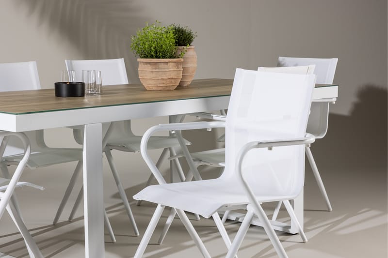 Merlo Spisegruppe 200 cm + 6 stk Alling Spisestole Hvid - Havemøbler - Udendørsgruppe - Havesæt