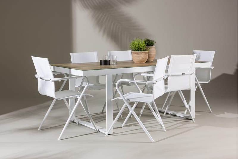 Merlo Spisegruppe 200 cm + 6 stk Alling Spisestole Hvid - Havemøbler - Udendørsgruppe - Havesæt
