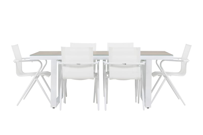 Merlo Spisegruppe 200 cm + 6 stk Alling Spisestole Hvid - Havemøbler - Udendørsgruppe - Havesæt