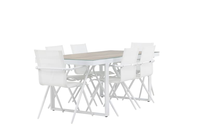 Merlo Spisegruppe 200 cm + 6 stk Alling Spisestole Hvid - Havemøbler - Udendørsgruppe - Havesæt