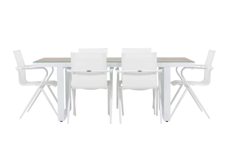 Merlo Spisegruppe 200 cm + 6 stk Alling Spisestole Hvid - Havemøbler - Udendørsgruppe - Havesæt