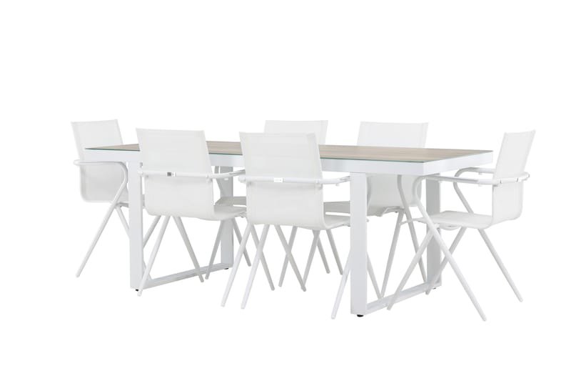 Merlo Spisegruppe 200 cm + 6 stk Alling Spisestole Hvid - Havemøbler - Udendørsgruppe - Havesæt