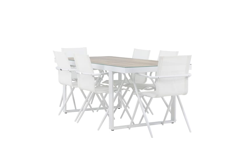 Merlo Spisegruppe 200 cm + 6 stk Alling Spisestole Hvid - Havemøbler - Udendørsgruppe - Havesæt