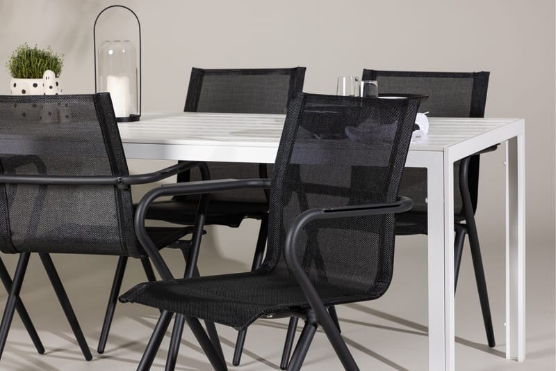 Break Spisegruppe 205 cm + 6 stk Alling Spisestole Sort/Hvid - Havemøbler - Udendørsgruppe - Havesæt