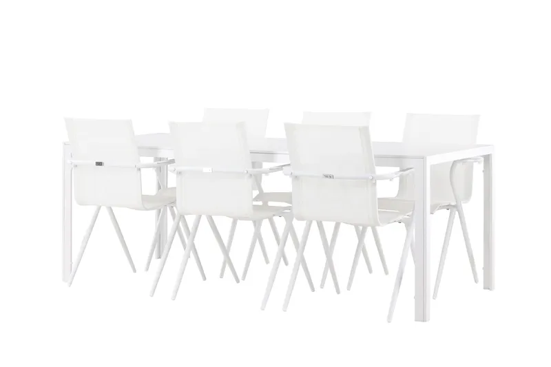 Break Spisegruppe 205 cm + 6 stk Alling Spisestole Hvid, undefined