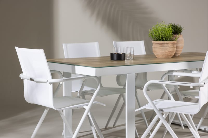 Merlo Spisegruppe 200 cm + 6 stk Alling Spisestole Hvid - Havemøbler - Udendørsgruppe - Havesæt