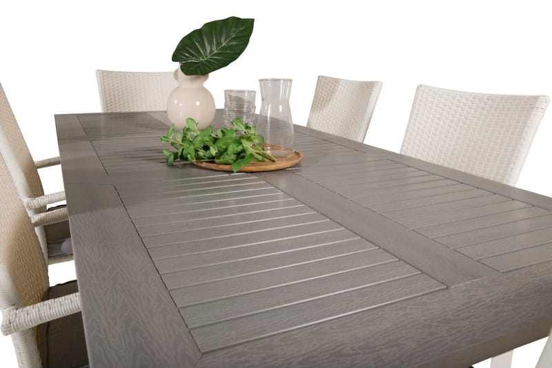 Albany Matgruppe 150-210 cm Rektangulær med 6 Anna Stole - Grå - Havemøbler - Udendørsgruppe - Havesæt