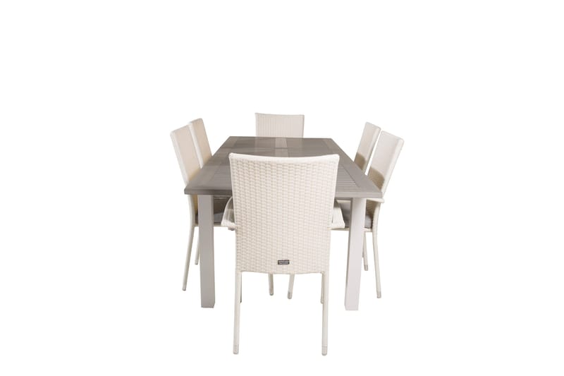 Albany Matgruppe 150-210 cm Rektangulær med 6 Anna Stole, Grå
