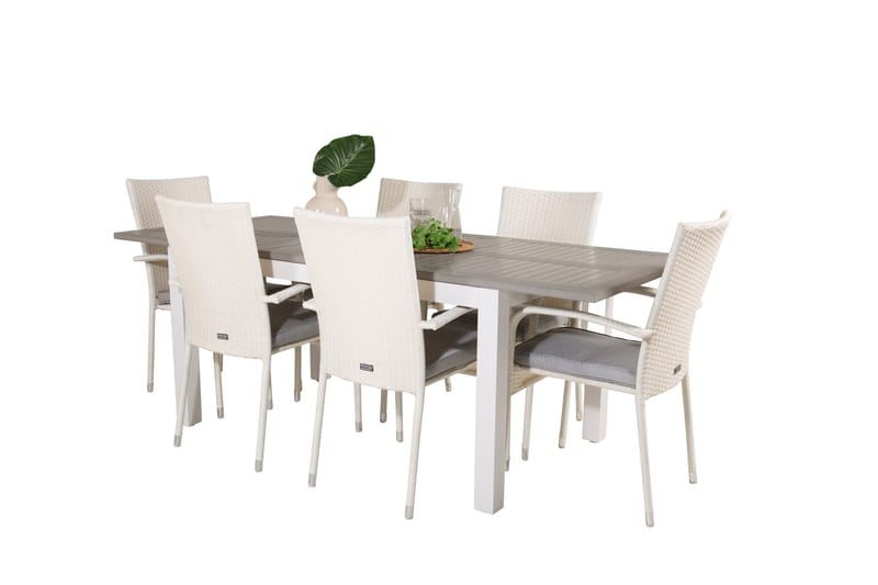 Albany Matgruppe 150-210 cm Rektangulær med 6 Anna Stole - Grå - Havemøbler - Udendørsgruppe - Havesæt