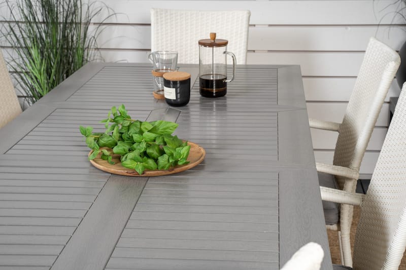 Albany Matgruppe 150-210 cm Rektangulær med 6 Anna Stole - Grå - Havemøbler - Udendørsgruppe - Havesæt