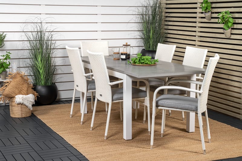 Albany Matgruppe 150-210 cm Rektangulær med 6 Anna Stole - Grå - Havemøbler - Udendørsgruppe - Havesæt