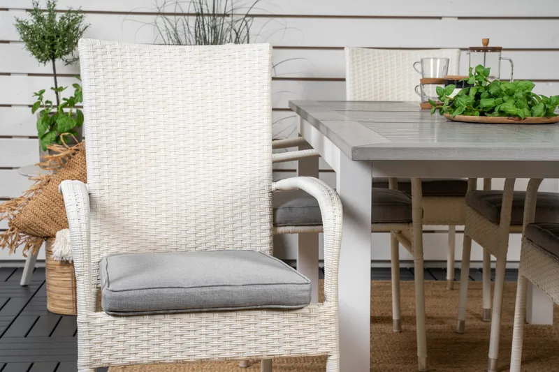 Albany Matgruppe 150-210 cm Rektangulær med 6 Anna Stole - Grå - Havemøbler - Udendørsgruppe - Havesæt