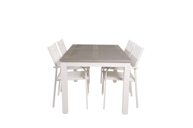 Albany Spisegruppe 150-210 cm Rektangulær med 4 Santorini Stole - Grå - Havemøbler - Udendørsgruppe - Havesæt