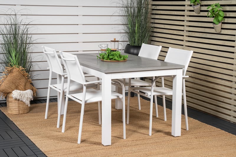 Albany Spisegruppe 150-210 cm Rektangulær med 4 Santorini Stole - Grå - Havemøbler - Udendørsgruppe - Havesæt