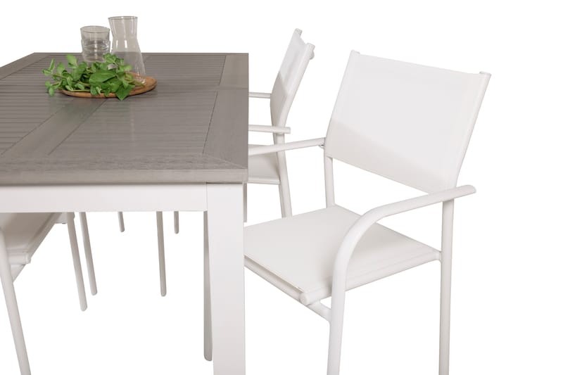 Albany Spisegruppe 150-210 cm Rektangulær med 4 Santorini Stole - Grå - Havemøbler - Udendørsgruppe - Havesæt