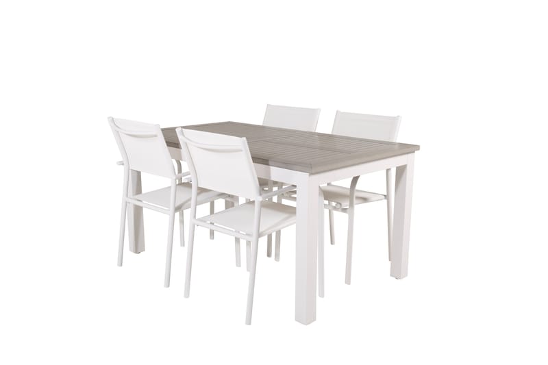 Albany Spisegruppe 150-210 cm Rektangulær med 4 Santorini Stole - Grå - Havemøbler - Udendørsgruppe - Havesæt