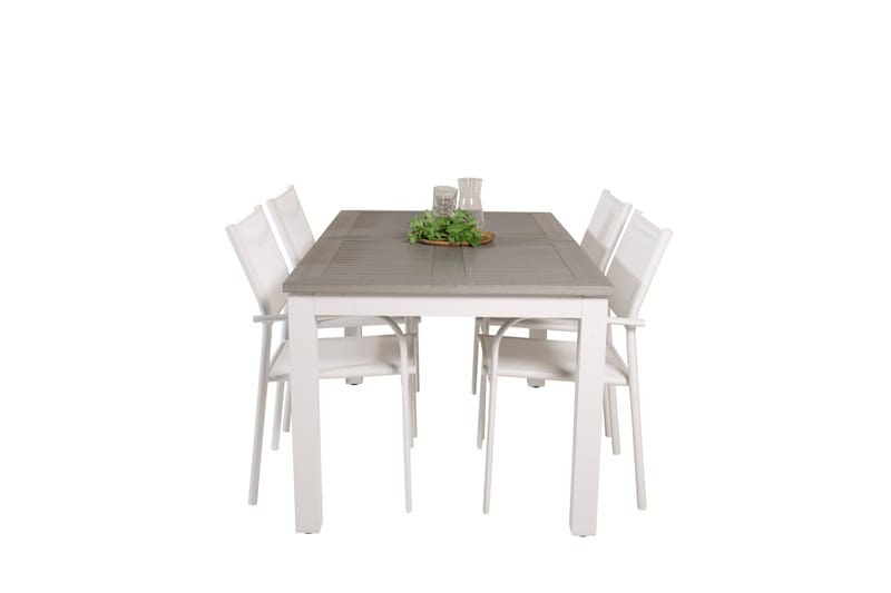Albany Spisegruppe 150-210 cm Rektangulær med 4 Santorini Stole - Grå - Havemøbler - Udendørsgruppe - Havesæt