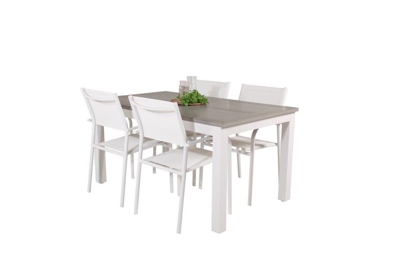 Albany Spisegruppe 150-210 cm Rektangulær med 4 Santorini Stole - Grå - Havemøbler - Udendørsgruppe - Havesæt
