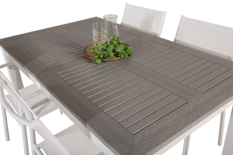 Albany Spisegruppe 150-210 cm Rektangulær med 4 Santorini Stole - Grå - Havemøbler - Udendørsgruppe - Havesæt
