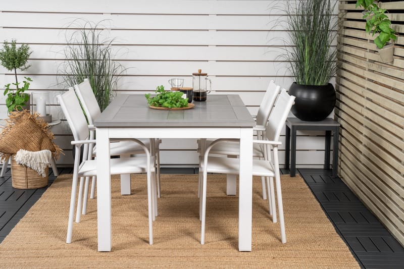 Albany Spisegruppe 150-210 cm Rektangulær med 4 Santorini Stole - Grå - Havemøbler - Udendørsgruppe - Havesæt