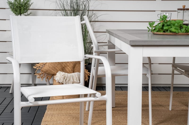 Albany Spisegruppe 150-210 cm Rektangulær med 4 Santorini Stole - Grå - Havemøbler - Udendørsgruppe - Havesæt