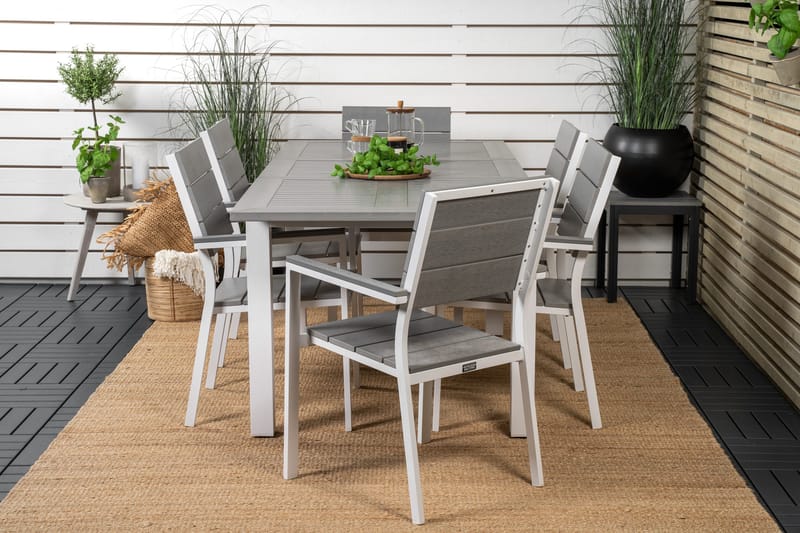 Albany Spisegruppe 150-210 cm Rektangulær med 6 Levels Stole - Grå - Havemøbler - Udendørsgruppe - Havesæt
