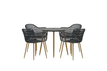 Anafi spisegruppe 80 cm med 4 stole udendørs - Sort - Havemøbler - Udendørsgruppe - Havesæt