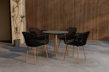 Anafi spisegruppe 80 cm med 4 stole udendørs - Sort - Havemøbler - Udendørsgruppe - Havesæt