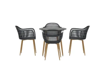Anafi spisegruppe 80 cm med 4 stole udendørs - Sort - Havemøbler - Udendørsgruppe - Havesæt