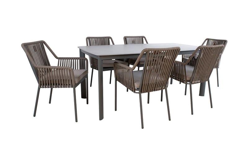 Andros Spisebordssæt med 6 stole - Havesæt