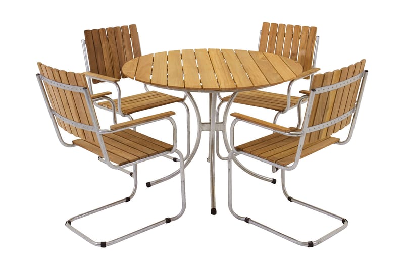 Arild Spisegruppe 110 cm Rund + 4 spisebordsstole - Havemøbler - Udendørsgruppe - Havesæt
